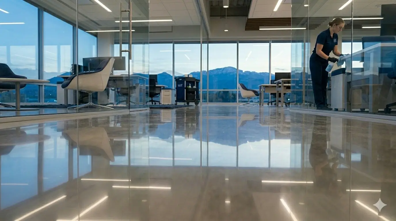 Fresh modern office interior after detailed commercial cleaning
